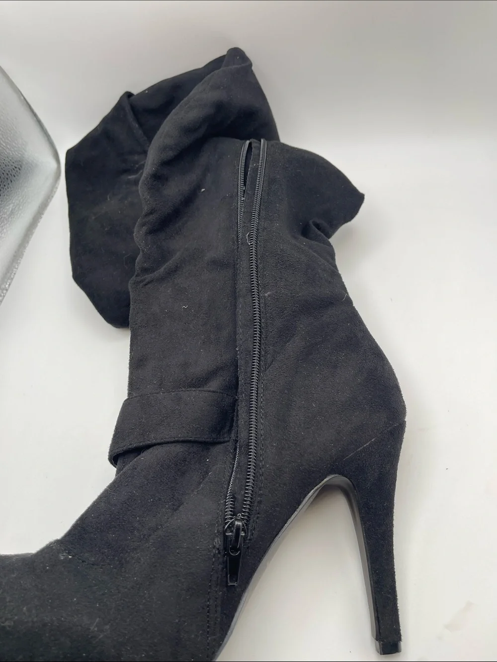 Rue21 Black Over-the-Knee Stiletto Boot with Rhinestone Buckle